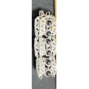 Vintage‎ Art Deco Style Silver Tone Black Rhinestone Bracelet